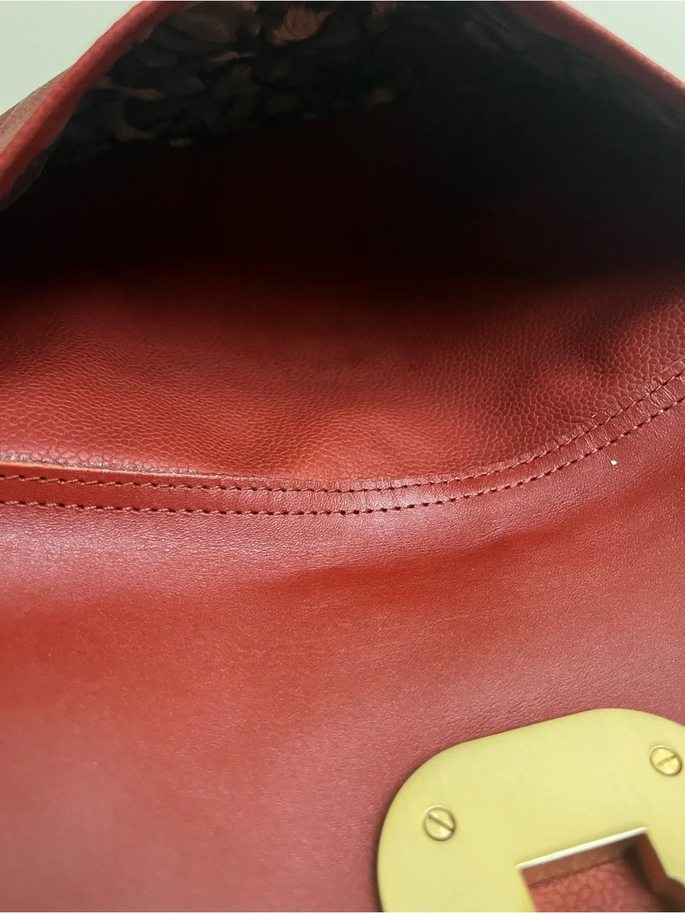 Longchamp Gatsby Coral Red Leather Shoulder Bag with Gold Hardware